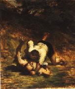 Honore  Daumier The Thieves and the Donkey oil on canvas